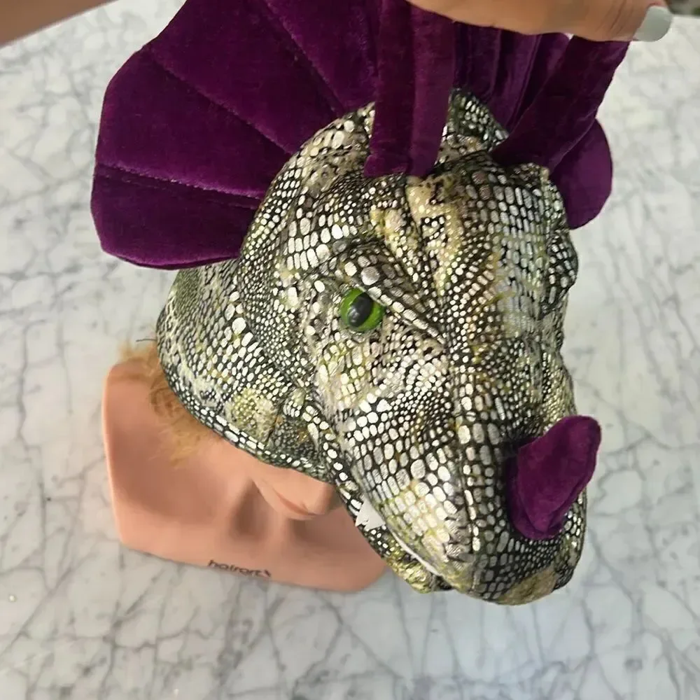 NWT Triceratops Dinosaur Costume Mask Head Stuffed Plush Horns Halloween